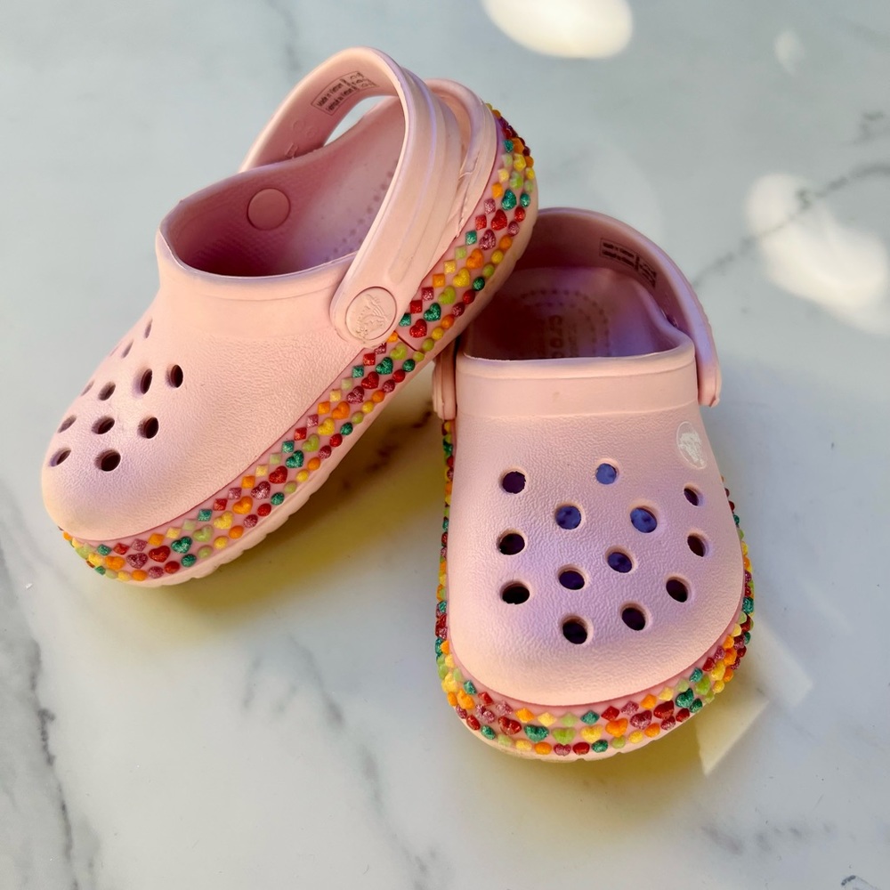 Crocs Girls Toddler Gem Band Crocband Rainbow Pink Size 6